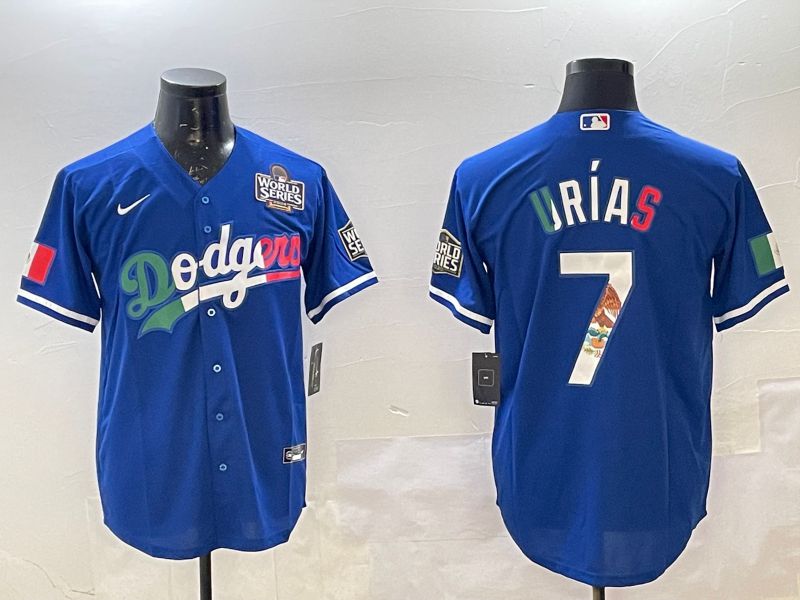 Men Los Angeles Dodgers #7 Urias Blue Fashion 2025 Nike MLB Jersey style 1